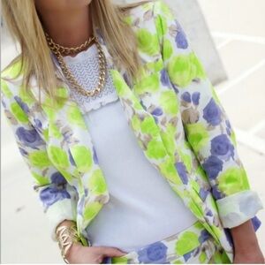 J. Crew Floral Schoolboy Single Breasted Blazer Boho Preppy Career Business 2